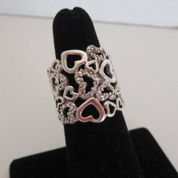 ILARIA Peru Sterling 925 Multi Hearts Ring Size 6.5 - New